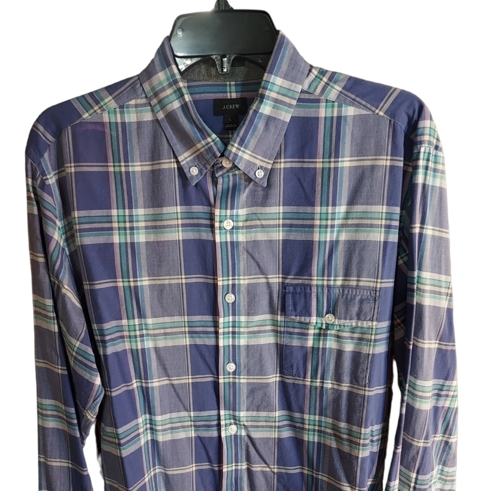 J. Crew Green and Blue Casual Button Down Shirt - Picture 3 of 9